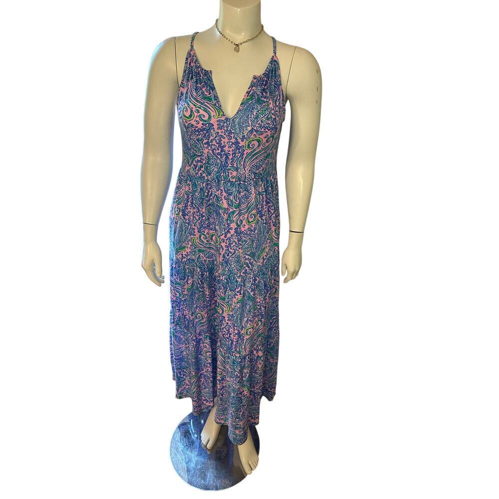 Lilly Pulitzer Maribella Halter Maxi Dress LILAC ROSE WE MEMAID IT‎ Size Large